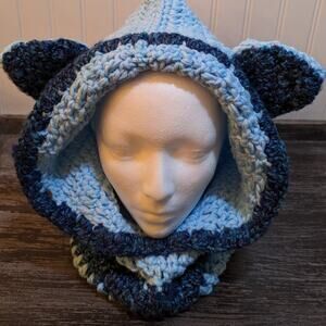 Women's Multicolor Handcrafted Whimsical Winter All in One Head Cover and Scarf